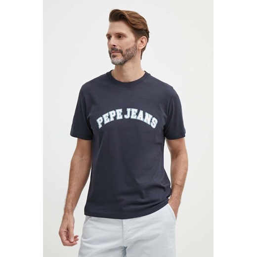 Pepe Jeans t-shirt bawełniany męski kolor granatowy z nadrukiem ze sklepu ANSWEAR.com w kategorii T-shirty męskie - zdjęcie 171500064