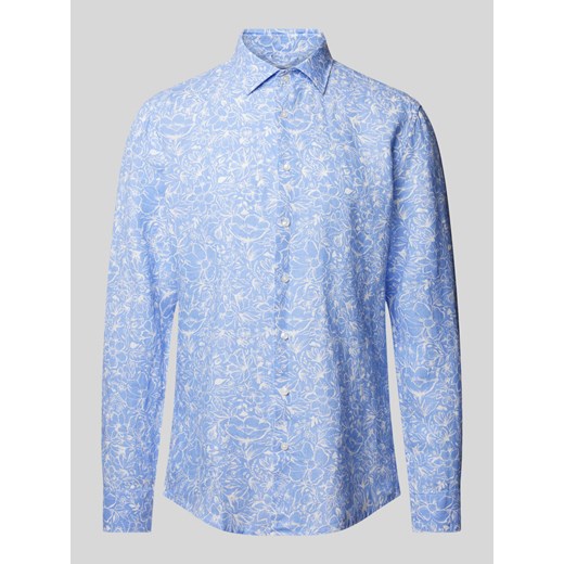 Koszula biznesowa o kroju slim fit z lnu ze wzorem na całej powierzchni ze sklepu Peek&Cloppenburg  w kategorii Koszule męskie - zdjęcie 171502292
