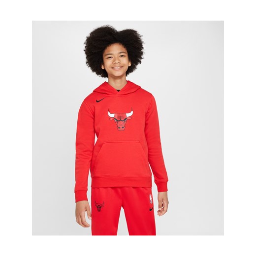 Dzianinowa bluza z kapturem dla dużych dzieci Nike NBA Chicago Bulls Club - Czerwony ze sklepu Nike poland w kategorii Bluzy chłopięce - zdjęcie 171502342