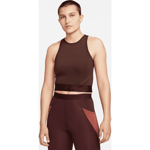 Krótka koszulka damska Nike Pro Dri-FIT - Brązowy ze sklepu Nike poland w kategorii Bluzki damskie - zdjęcie 171502384