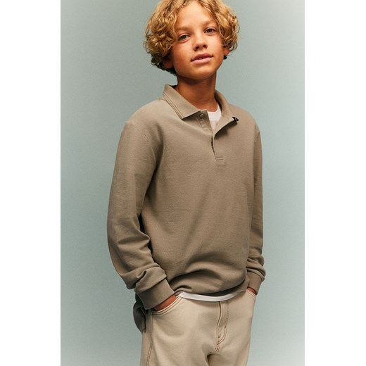 H & M - Top polo z długim rękawem - Beżowy ze sklepu H&M w kategorii T-shirty chłopięce - zdjęcie 171502753