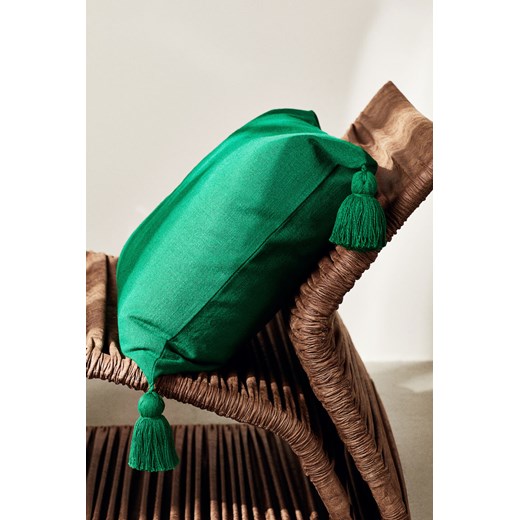 H & M - Poszewka na poduszkę zdobiona frędzlami - Zielony ze sklepu H&M w kategorii Poszewki na poduszki - zdjęcie 171502821