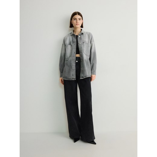 Reserved - Jeansowa koszula ombre - jasnoszary ze sklepu Reserved w kategorii Koszule damskie - zdjęcie 171512970