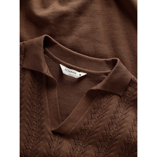 Reserved - Strukturalny sweter z kołnierzem - brązowy Reserved M Reserved