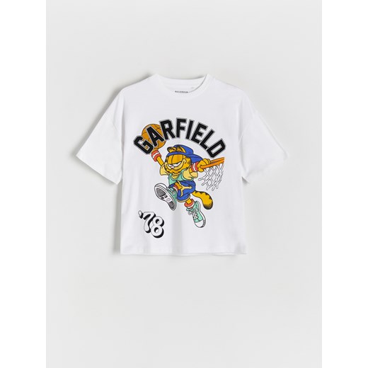 Reserved - Bawełniany t-shirt Garfield - złamana biel ze sklepu Reserved w kategorii T-shirty chłopięce - zdjęcie 171513152
