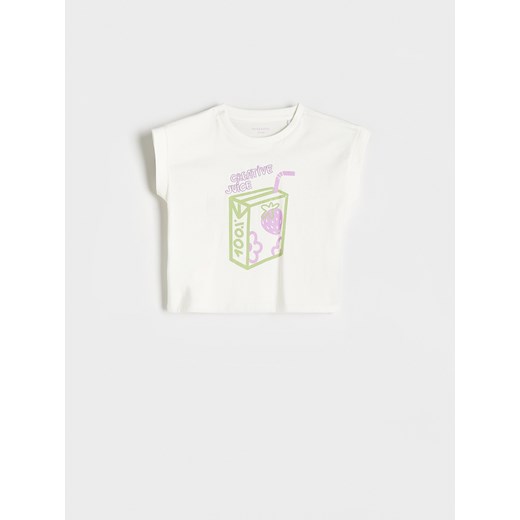 Reserved - T-shirt z nadrukiem - złamana biel ze sklepu Reserved w kategorii Bluzki dziewczęce - zdjęcie 171516062