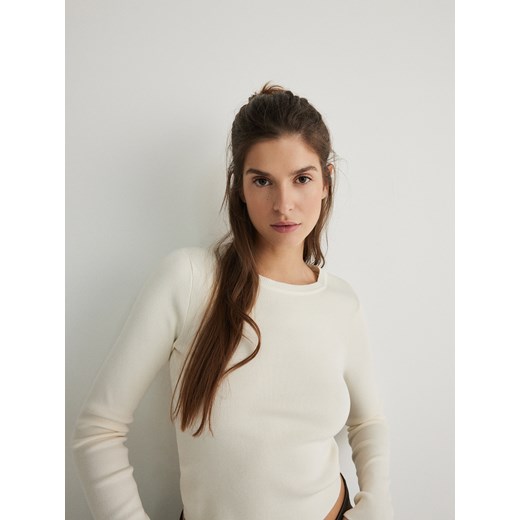 Reserved - Sweter slim fit - złamana biel ze sklepu Reserved w kategorii Swetry damskie - zdjęcie 171516121