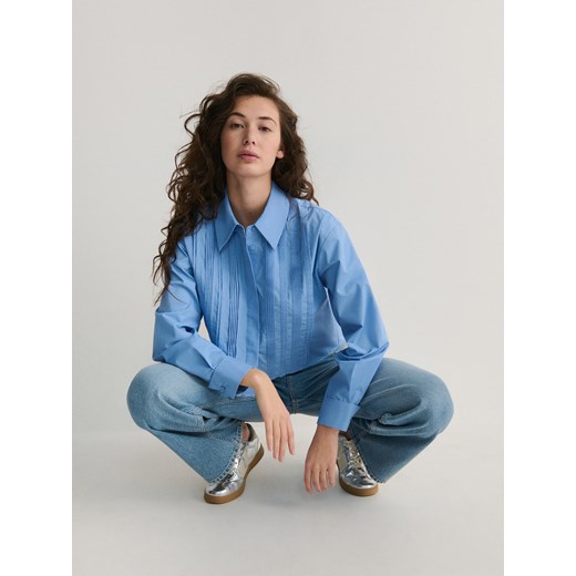 Reserved - Koszula z plisami - jasnoniebieski ze sklepu Reserved w kategorii Koszule damskie - zdjęcie 171516421