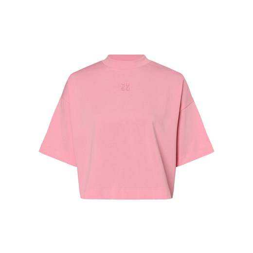 HUGO Koszulka damska - Cropped Tee_8 Kobiety Bawełna wyrazisty róż jednolity XL vangraaf