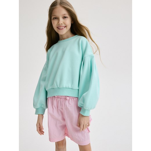 Reserved - Bluza z tłoczeniem - turkusowy ze sklepu Reserved w kategorii Bluzy dziewczęce - zdjęcie 171518212