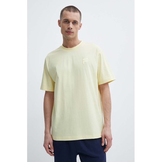 Fila t-shirt bawełniany Loum męski kolor żółty gładki FAM0676 ze sklepu ANSWEAR.com w kategorii T-shirty męskie - zdjęcie 171521283