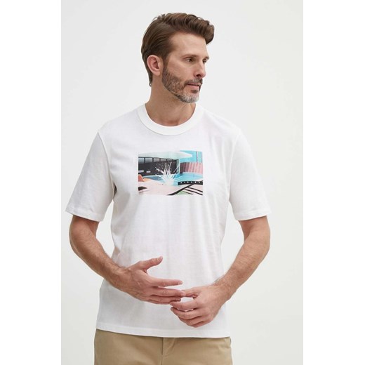 Sisley t-shirt bawełniany męski kolor beżowy z nadrukiem Sisley L ANSWEAR.com
