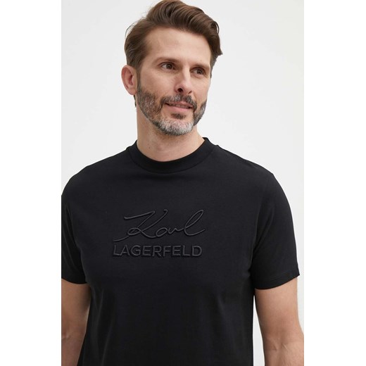 Karl Lagerfeld t-shirt bawełniany męski kolor czarny z aplikacją 542225.755030 ze sklepu ANSWEAR.com w kategorii T-shirty męskie - zdjęcie 171521313