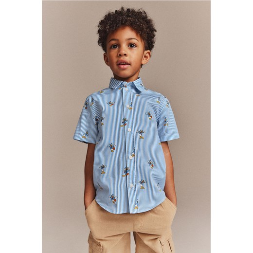 H & M - Bawełniana koszula z krótkim rękawem - Niebieski ze sklepu H&M w kategorii Koszule chłopięce - zdjęcie 171523904