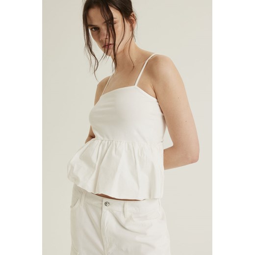 H & M - Top bombka na ramiączkach - Biały ze sklepu H&M w kategorii Bluzki damskie - zdjęcie 171523961