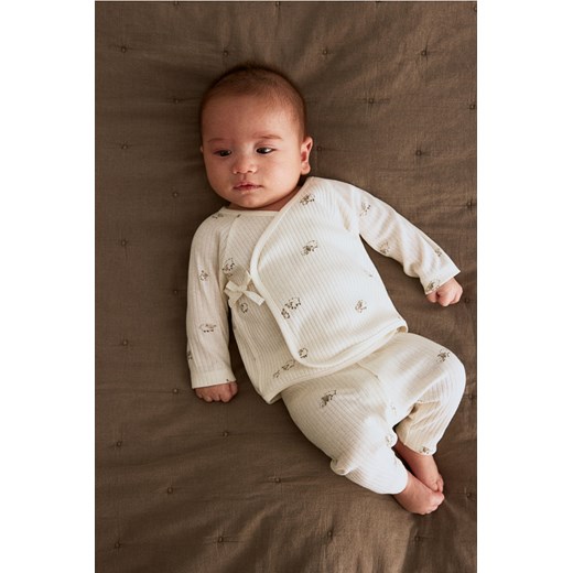 H & M - Kopertowy top i legginsy - Biały ze sklepu H&M w kategorii Odzież dla niemowląt - zdjęcie 171523971