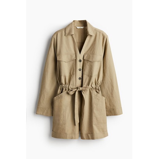 H & M - Krótki kombinezon z domieszką lnu - Zielony H & M XXL H&M