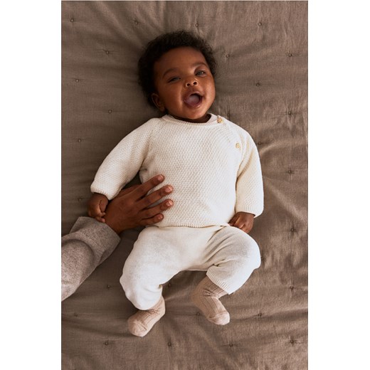 H & M - Bawełniany komplet 2-częściowy - Biały ze sklepu H&M w kategorii Komplety niemowlęce - zdjęcie 171524013
