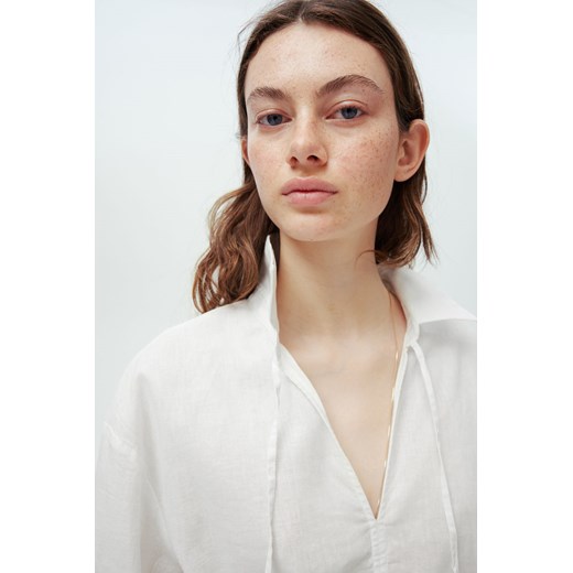 H & M - Bluzka z domieszką lnu - Biały ze sklepu H&M w kategorii Bluzki damskie - zdjęcie 171524102