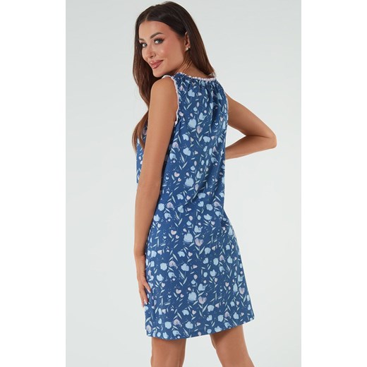 Koszula damska na szerokie ramiączko Tulip, Kolor niebieski-wzór, Rozmiar S, Italian Fashion ze sklepu Intymna w kategorii Koszule nocne - zdjęcie 171524160
