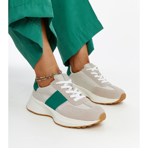 Szaro-zielone skórzane sneakersy Ganim ze sklepu gemre w kategorii Buty sportowe damskie - zdjęcie 171525024