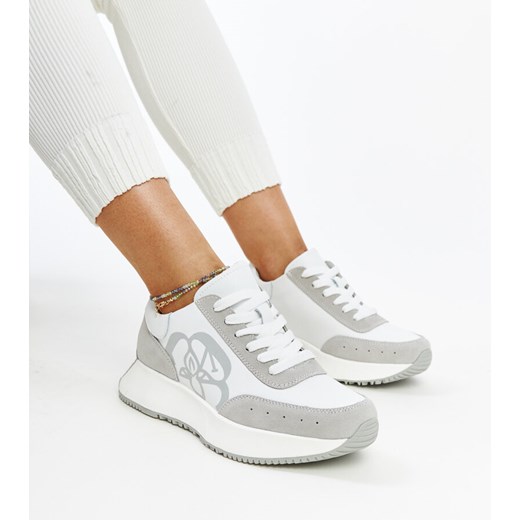 Biało-szare skórzane sneakersy Salimah ze sklepu gemre w kategorii Buty sportowe damskie - zdjęcie 171525033