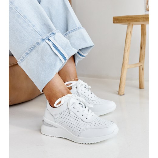 Białe skórzane sneakersy na koturnie  Rushd ze sklepu gemre w kategorii Buty sportowe damskie - zdjęcie 171525094
