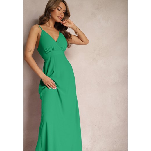 Zielona Kopertowa Sukienka o Rozkloszowanym Fasonie na Ramiączkach Piavana ze sklepu Renee odzież w kategorii Sukienki - zdjęcie 171527071