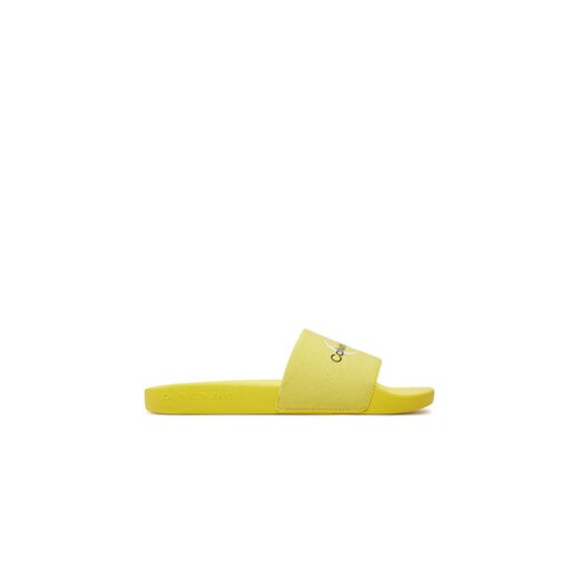 Calvin Klein Jeans Klapki Slide Monogram Co YW0YW00103 Żółty ze sklepu MODIVO w kategorii Klapki damskie - zdjęcie 171529202