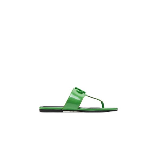 Calvin Klein Jeans Japonki Flat Sandal Slide Toepost Mg Met YW0YW01342 Zielony ze sklepu MODIVO w kategorii Klapki damskie - zdjęcie 171529504