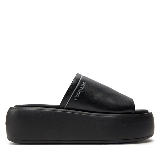 Klapki Calvin Klein Flatform Slide Lth HW0HW01943 Black BEH Calvin Klein 40 eobuwie.pl