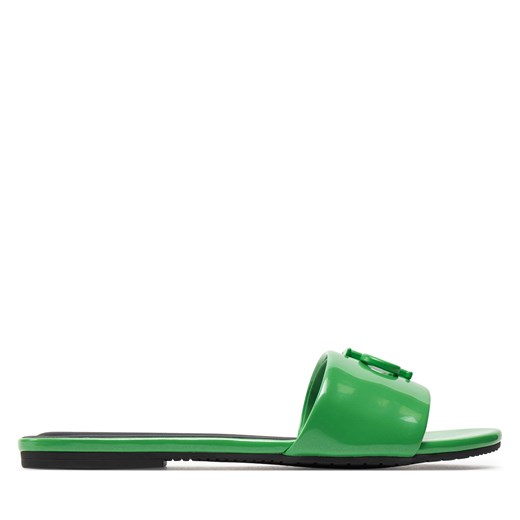 Klapki Calvin Klein Jeans Flat Sandal Slide Mg Met YW0YW01348 Classic Green 0IA ze sklepu eobuwie.pl w kategorii Klapki damskie - zdjęcie 171532841
