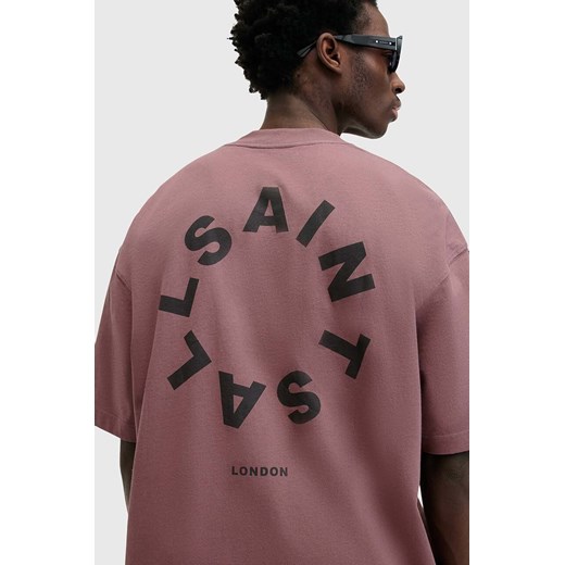 AllSaints t-shirt bawełniany TIERRA SS CREW męski kolor fioletowy z nadrukiem XL ANSWEAR.com
