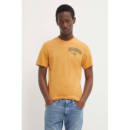 G-Star Raw t-shirt bawełniany męski kolor brązowy z nadrukiem M ANSWEAR.com