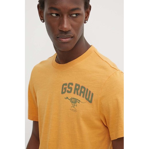G-Star Raw t-shirt bawełniany męski kolor brązowy z nadrukiem XL ANSWEAR.com