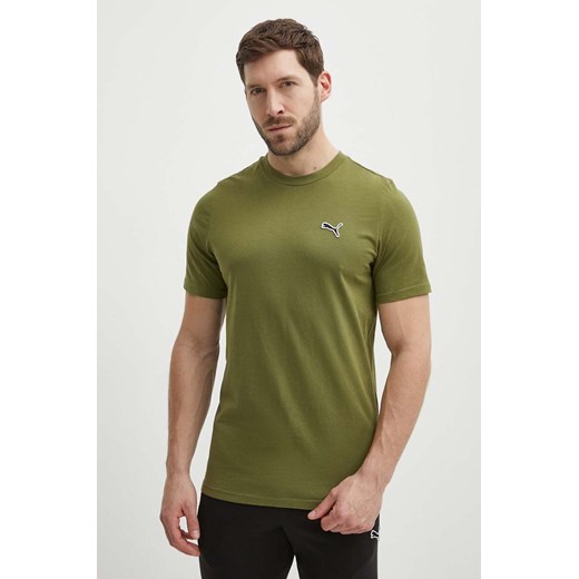Puma t-shirt bawełniany BETTER ESSENTIALS męski kolor zielony gładki 675977 ze sklepu ANSWEAR.com w kategorii T-shirty męskie - zdjęcie 171535851