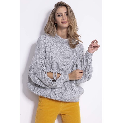 Luźny sweter damski, szary, Fobya ze sklepu 5.10.15 w kategorii Swetry damskie - zdjęcie 171536820