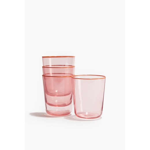 H & M - Szklanki z barwionego szkła 4-pak - Różowy H & M One Size H&M