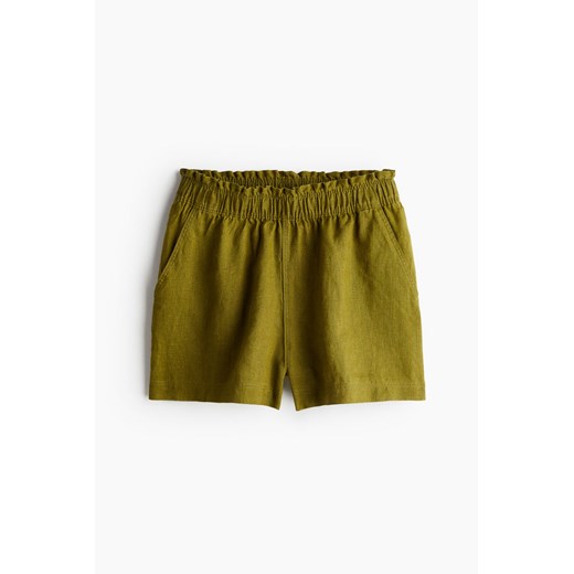 H & M - Lniane szorty - Zielony ze sklepu H&M w kategorii Szorty - zdjęcie 171537490