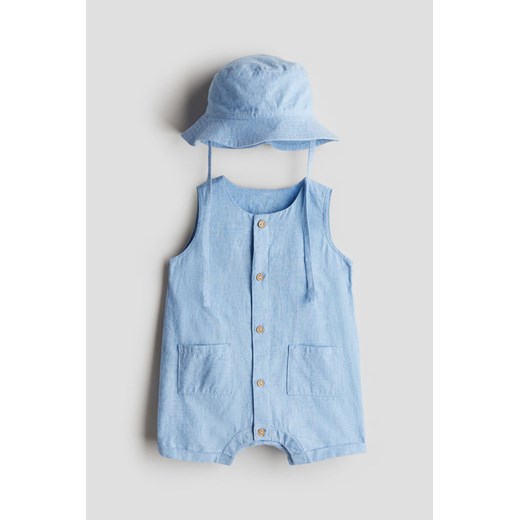 H & M - Bawełniany komplet 2-częściowy - Niebieski ze sklepu H&M w kategorii Komplety niemowlęce - zdjęcie 171537562