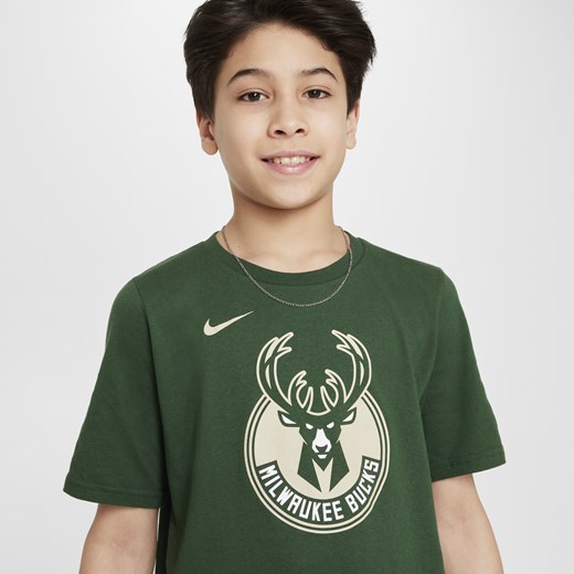 T-shirt z logo dla dużych dzieci (chłopców) Nike NBA Milwaukee Bucks Essential - Nike S Nike poland