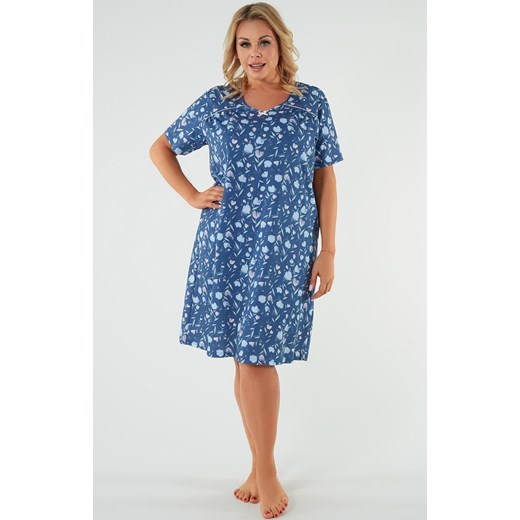 Koszula damska na krótki rękaw Agalia, Kolor niebieski-wzór, Rozmiar M, Italian Italian Fashion 4XL Primodo
