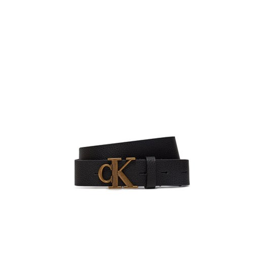 Calvin Klein Pasek Damski Round Mono K60K612377 Czarny ze sklepu MODIVO w kategorii Paski damskie - zdjęcie 171540820