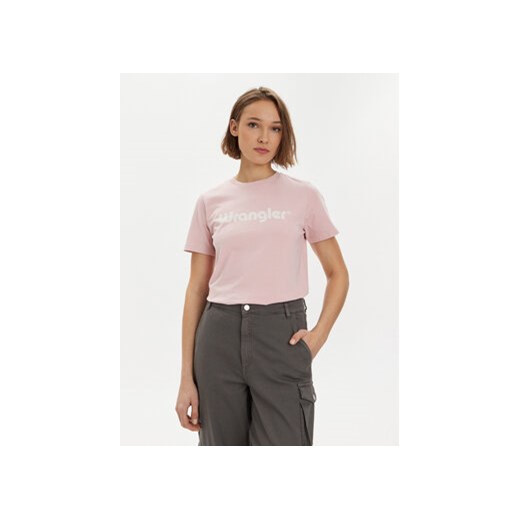 Wrangler T-Shirt 112350309 Różowy Regular Fit ze sklepu MODIVO w kategorii Bluzki damskie - zdjęcie 171540844