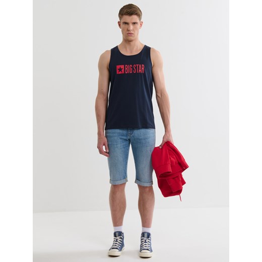 Koszulka męska bez rękawów z dużym logo BIG STAR granatowa Kynlee 403 ze sklepu Big Star w kategorii T-shirty męskie - zdjęcie 171541073