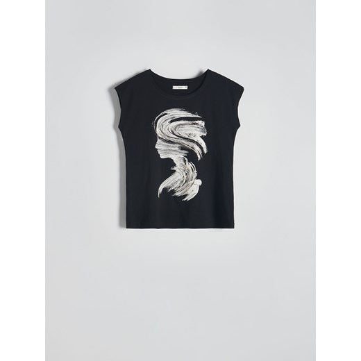 Reserved - T-shirt z nadrukiem - czarny ze sklepu Reserved w kategorii Bluzki damskie - zdjęcie 171543671