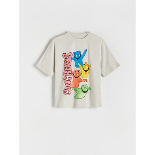 Reserved - T-shirt Gang Beast - jasnoszary ze sklepu Reserved w kategorii T-shirty chłopięce - zdjęcie 171543973