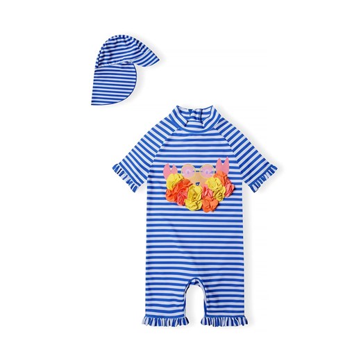 Kombinezon kąpielowy w paski z filtrem UV i czapką ze sklepu 5.10.15 w kategorii Stroje kąpielowe dla niemowląt - zdjęcie 171545971