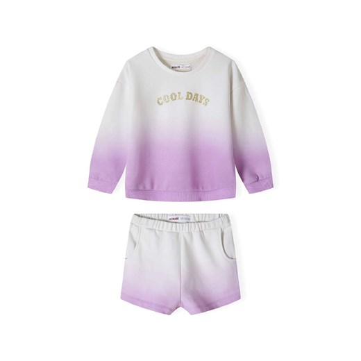 Komplet niemowlęcy biało-fioletowy- bluza i szorty Cool days ze sklepu 5.10.15 w kategorii Dresy dla niemowlaka - zdjęcie 171545974