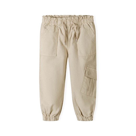 Spodnie bojówki beżowe z bawełny dla małej dziewczynki ze sklepu 5.10.15 w kategorii Spodnie dziewczęce - zdjęcie 171546021